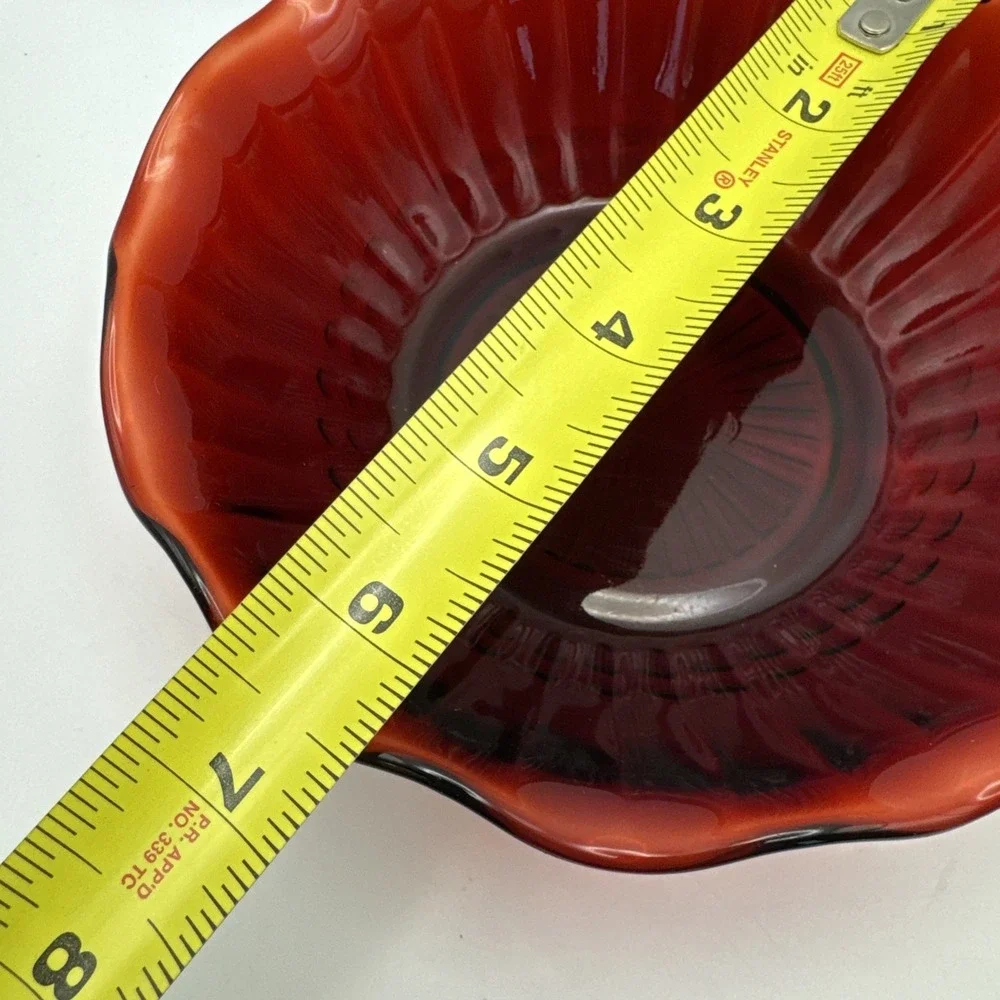Ruby Red scalloped edge bowl‎ 6.5 inches